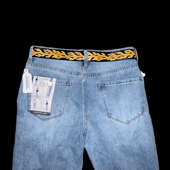 SIMPLE SOCIETY STRAIGHT SUPER HIGH-RISE ROLL CUFF BUTTON FLY JEANS SIZE 9/29 - Picture 5 of 16